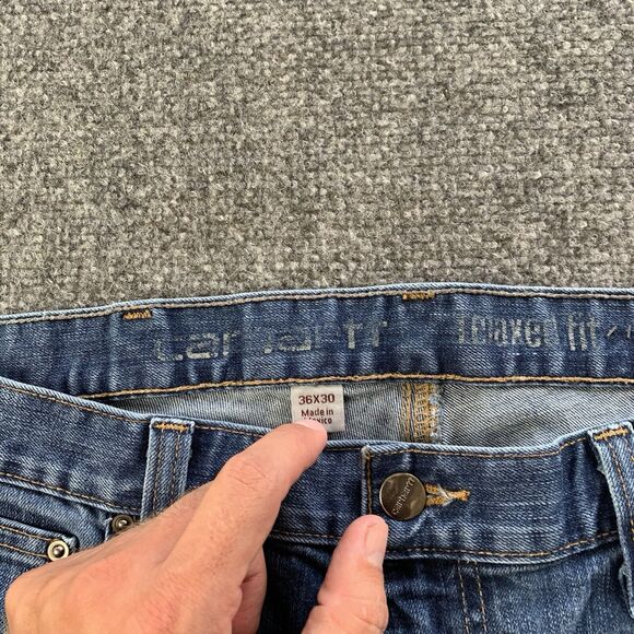 Carhartt Mens Relaxed Fit Blue Jeans Straight Med Wash Size 36 x 30 - Picture 9 of 13